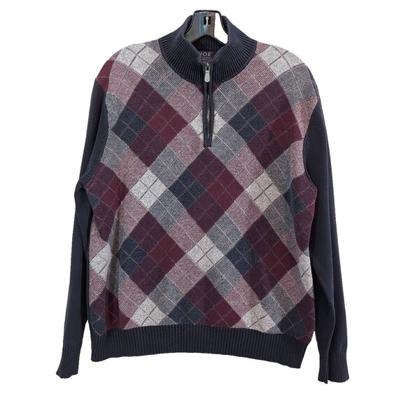 Joseph Abboud Other - JOE Joseph Abboud Argyle Sweater Mens MEDIUM 1/4 Zip Pullover Long Sleeve Preppy